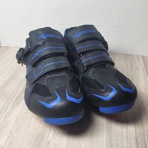 Kescoo Men's Cycling Shoe Size 10 Black Blue  Indoor (use w/ Peleton) Biking
